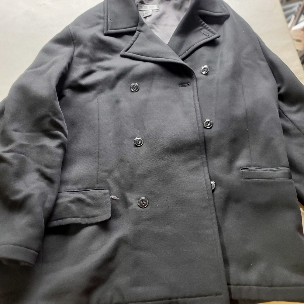 Country Road Black Pea Coat Double-Breasted Classic